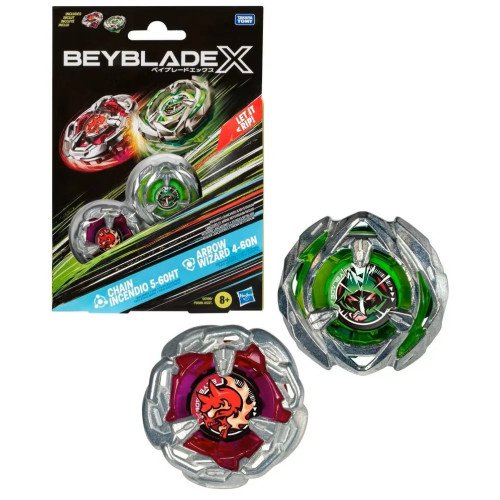 BEYBLADE X - Chain Incendio 5-60HT & Arrow Wizard 4-60N Dual Pack Hasbro